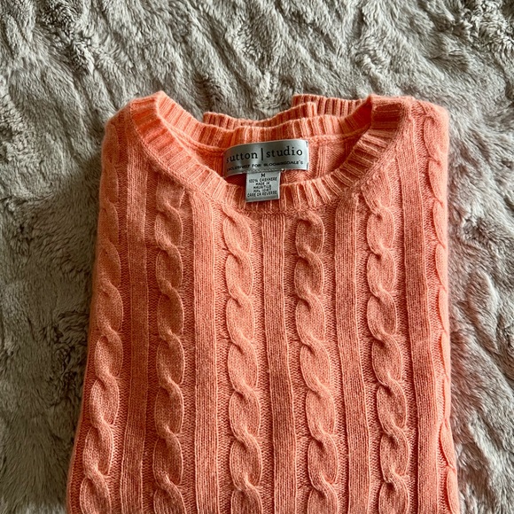 Final Price - Sutton Studio - 100% Cashmere Crew Neck Cable Knit Sweater - Picture 5 of 6